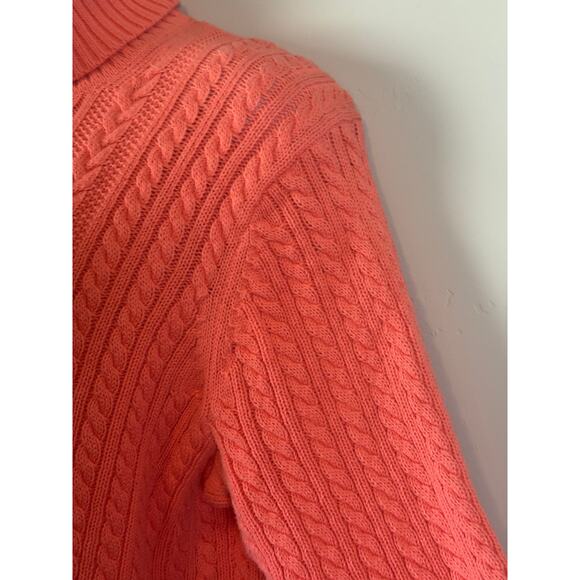 Amazon Essentials 2X Coral Cotton Cable Knit Turtleneck Sweater Fisherman Cozy - Picture 5 of 10